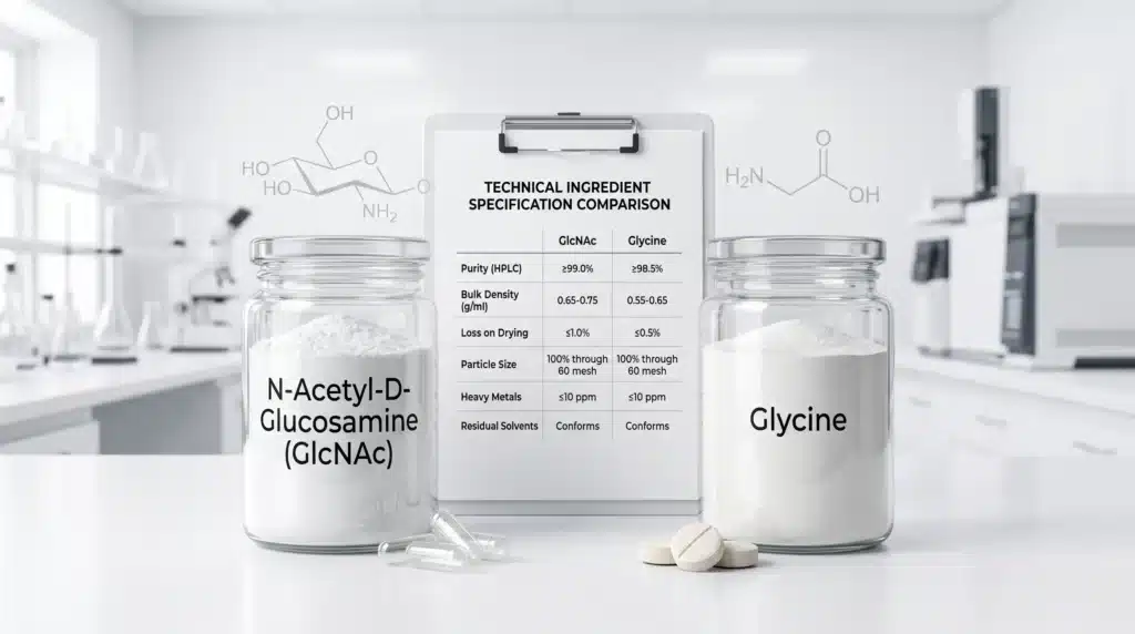 N-Acetyl-D-Glucosamine vs glycine supplement ingredient comparison