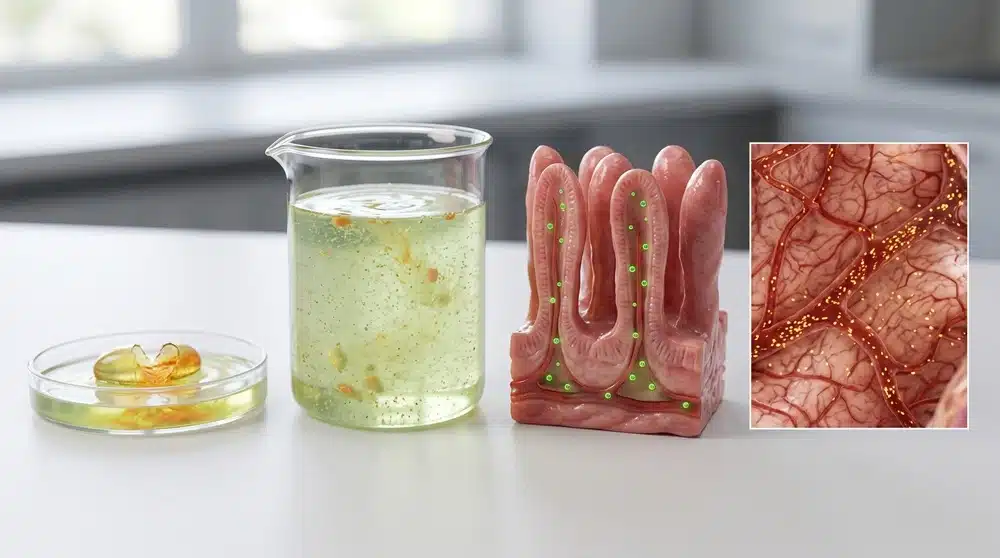 Supplement release, dissolution, intestinal absorption and bioavailability diagram
